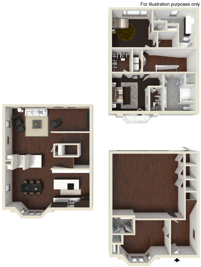 Floor plan for 3 beds, 3.5 baths, 2282 sqft